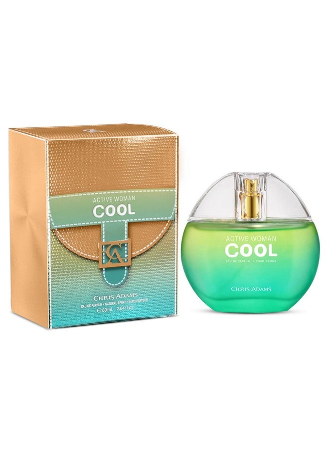 كريس أدمز عطر كريس آدامز أكتيف وومان كول أو دو بارفان 80 مل، عطر منعش برائحة مائية يدوم طويلاً للنساء الواثقات من أنفسهن - Image 1